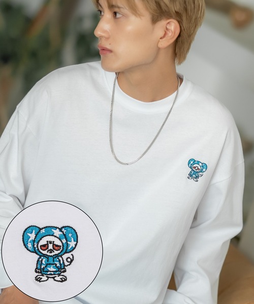 SIDEWAY STANCE(サイドウェイスタンス)の「【SIDEWAY STANCE】オリジナル アニマル ワンポイント刺繍 ロンT(Tシャツ/カットソー・メンズ・ホワイト系1/ホワイト系/ブラック系1/ブラック系/ブラック/ホワイト/ブラック系2/ブルー系2/ホワイト系3/ブラック系4/ホワイト系2/グレー系3/グレー系4/パープル系4/グレー系2/ブラック系3/カーキ系3/ホワイト系4/ブルー/グレー/パープル系/カーキ系1/グレー系/グレー系1・MEDIUM/SMALL/X-LARGE/LARGE)」の6枚目の写真