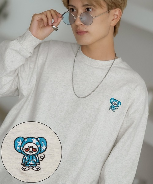 SIDEWAY STANCE(サイドウェイスタンス)の「【SIDEWAY STANCE】オリジナル アニマル ワンポイント刺繍 ロンT(Tシャツ/カットソー・メンズ・ホワイト系1/ホワイト系/ブラック系1/ブラック系/ブラック/ホワイト/ブラック系2/ブルー系2/ホワイト系3/ブラック系4/ホワイト系2/グレー系3/グレー系4/パープル系4/グレー系2/ブラック系3/カーキ系3/ホワイト系4/ブルー/グレー/パープル系/カーキ系1/グレー系/グレー系1・MEDIUM/SMALL/X-LARGE/LARGE)」の18枚目の写真