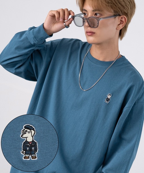 SIDEWAY STANCE(サイドウェイスタンス)の「【SIDEWAY STANCE】オリジナル アニマル ワンポイント刺繍 ロンT(Tシャツ/カットソー・メンズ・ホワイト系1/ホワイト系/ブラック系1/ブラック系/ブラック/ホワイト/ブラック系2/ブルー系2/ホワイト系3/ブラック系4/ホワイト系2/グレー系3/グレー系4/パープル系4/グレー系2/ブラック系3/カーキ系3/ホワイト系4/ブルー/グレー/パープル系/カーキ系1/グレー系/グレー系1・MEDIUM/SMALL/X-LARGE/LARGE)」の21枚目の写真