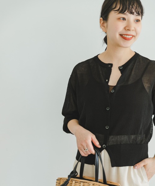 ITEMS URBANRESEARCH（アイテムズ アーバンリサーチ）の「シアークルーネックショートカーディガン（カーディガン/ボレロ・レディース・ブラック/オフホワイト/ブルー・FREE）」の19枚目の写真