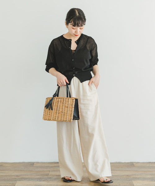 ITEMS URBANRESEARCH（アイテムズ アーバンリサーチ）の「シアークルーネックショートカーディガン（カーディガン/ボレロ・レディース・ブラック/オフホワイト/ブルー・FREE）」の20枚目の写真