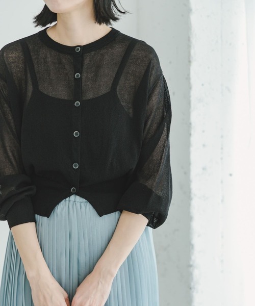 ITEMS URBANRESEARCH（アイテムズ アーバンリサーチ）の「シアークルーネックショートカーディガン（カーディガン/ボレロ・レディース・ブラック/オフホワイト/ブルー・FREE）」の22枚目の写真