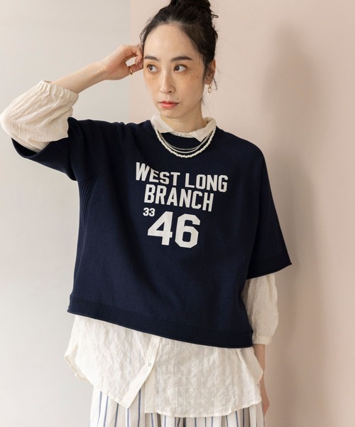 AP STUDIO 2024SS クラフトニット　Tシャツ　黒　美品 12ゲージロゴプリントニットTシャツ（ニット/セーター）｜studio