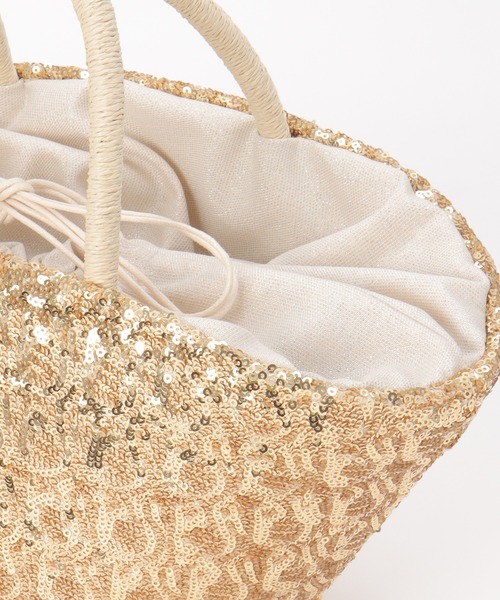 notch.（ノッチ）の「COOCO クーコ スパンコールかごバッグ（かごバッグ・レディース・ブラック/ゴールド・ONESIZE）」の21枚目の写真