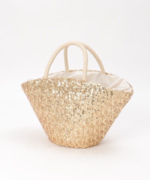 notch.（ノッチ）の「COOCO クーコ スパンコールかごバッグ（かごバッグ・レディース・ブラック/ゴールド・ONESIZE）」の14枚目の写真