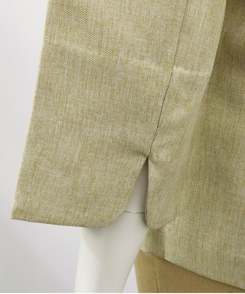 TOKYO SHIRTS(トウキョウシャツ)の「麻調 七分袖ジャケット(テーラードジャケット・レディース・ブルー/ベージュ・M/LL/L)」の5枚目の写真