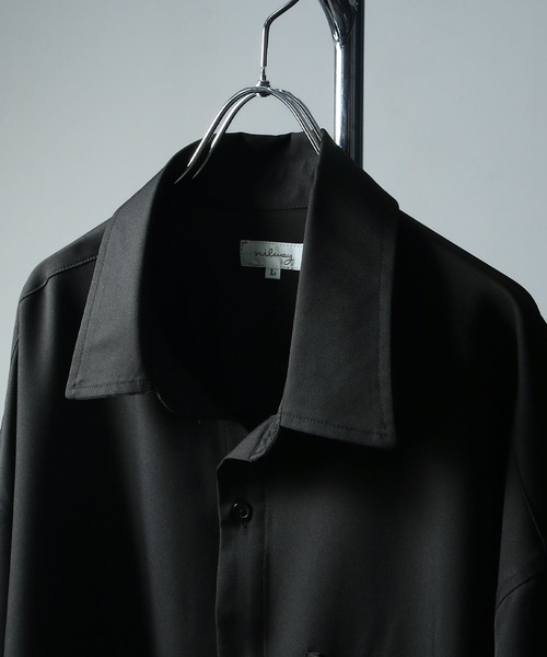 NILWAY（ニルウェイ）の「刺繍デザイン オーバーサイズ ドレープレギュラー半袖シャツ/刺繍 オーバーサイズレギュラーカラーシャツ（シャツ/ブラウス・メンズ・ホワイト/ライトグレー/ネイビー/ブラック/チャコールグレー・MEDIUM/LARGE）」の8枚目の写真