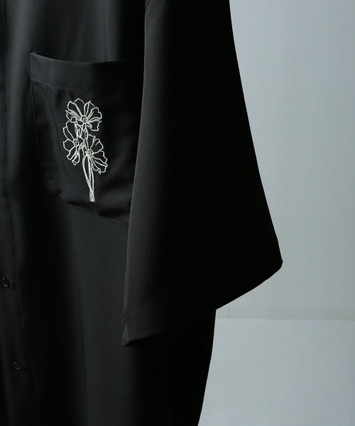 NILWAY（ニルウェイ）の「刺繍デザイン オーバーサイズ ドレープレギュラー半袖シャツ/刺繍 オーバーサイズレギュラーカラーシャツ（シャツ/ブラウス・メンズ・ホワイト/ライトグレー/ネイビー/ブラック/チャコールグレー・MEDIUM/LARGE）」の9枚目の写真