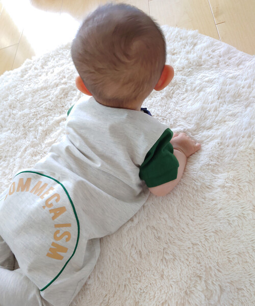 COMME CA ISM（コムサイズム）の「ロゴ おしりパッチ 半袖ツーウェイオール（その他ベビー用品・キッズ・ホワイト/アイボリー/インディゴブルー・60-80cm）」の4枚目の写真