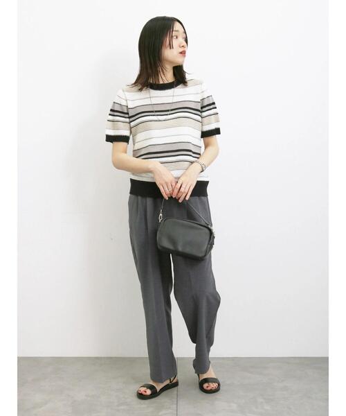 Samansa Mos2 blue（サマンサモスモスブルー）の「マルチボーダーニットプルオーバー（ニット/セーター・レディース・ミント/イエロー/ブラック・F）」の8枚目の写真