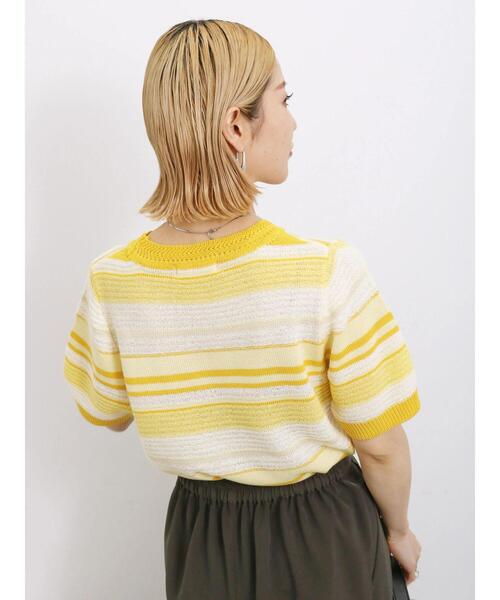 Samansa Mos2 blue（サマンサモスモスブルー）の「マルチボーダーニットプルオーバー（ニット/セーター・レディース・ミント/イエロー/ブラック・F）」の12枚目の写真