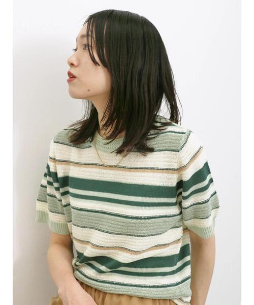 Samansa Mos2 blue（サマンサモスモスブルー）の「マルチボーダーニットプルオーバー（ニット/セーター・レディース・ミント/イエロー/ブラック・F）」の15枚目の写真