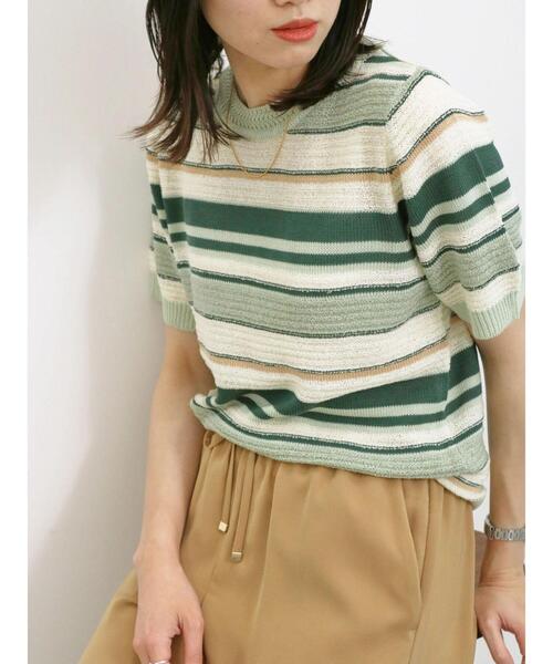 Samansa Mos2 blue（サマンサモスモスブルー）の「マルチボーダーニットプルオーバー（ニット/セーター・レディース・ミント/イエロー/ブラック・F）」の16枚目の写真