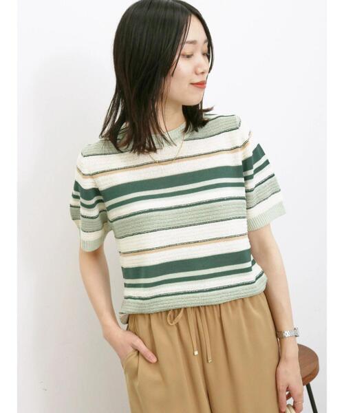 Samansa Mos2 blue（サマンサモスモスブルー）の「マルチボーダーニットプルオーバー（ニット/セーター・レディース・ミント/イエロー/ブラック・F）」の19枚目の写真