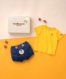HOT BISCUITS | ワンポイント半袖Tシャツ&顔ドンブルマセット【BOX付き】(ベビーギフト)
