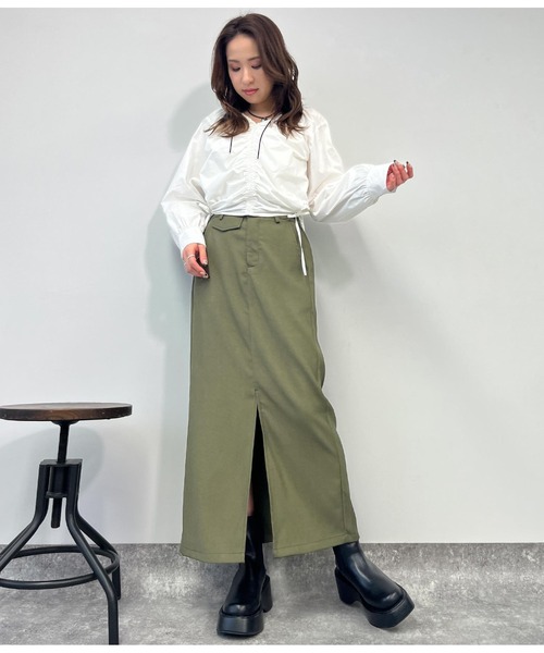 ANAP(アナップ)の「フロントスリット ロングスカート(スカート・レディース・カーキ/ベージュ・FREE)」の20枚目の写真