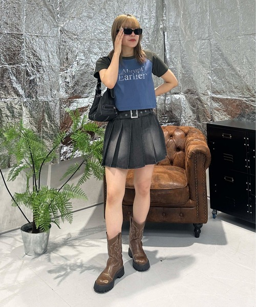 sedacle girl（セダクルガール）の「ラグランラインストーンロゴトップス（Tシャツ/カットソー・レディース・ブルー/オフホワイト・FREE）」の11枚目の写真