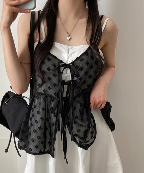 miyumiyu様✫IENA ビスチェティアードキャミソール セール】【Chiina】レースリボン レイヤードキャミソール