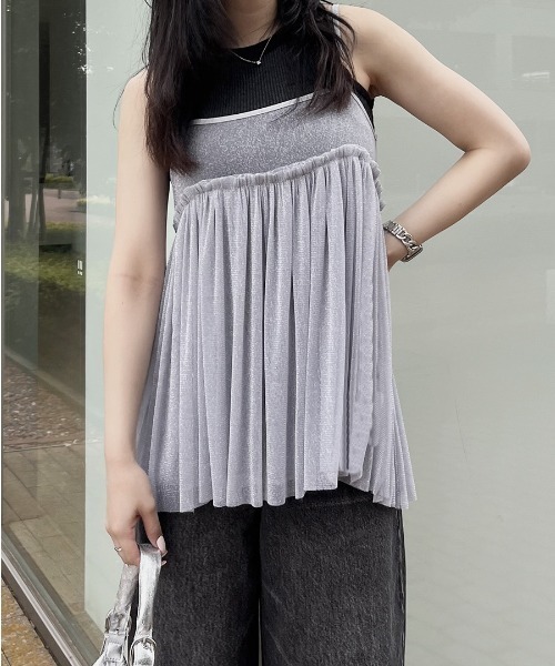 極美品 万能♪ ビアズリー チュチュキャミソール 黒 チュール 重ね着 極美品 万能♪ ビアズリー チュチュキャミソール 黒 チュール 重ね着