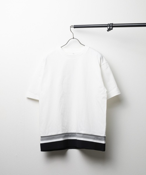 ARCHIVER（アーカイバ）の「【69】ジャガードリブ　ショートスリーブTシャツ（Tシャツ/カットソー・レディース・ホワイト系1/ホワイト系2/ブラック・MEDIUM/LARGE）」の2枚目の写真