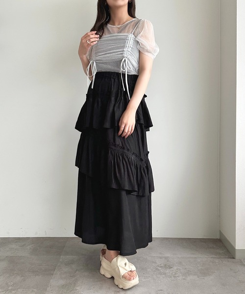 apres jour（アプレジュール）の「チュールビスチェセット【ZOZOTOWN限定アイテム】（ベスト・レディース・アイボリー/ピンク/グレー/ネイビー・X-LARGE/フリー）」の7枚目の写真