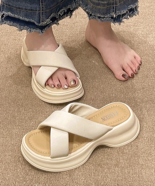 Miniministore(ミニミニストア)の「厚底サンダル レディース スリッパ(サンダル・レディース・シルバー/ブラック/アイボリー・23.0cm/25.0cm/24.5cm/24.0cm/22.5cm/23.5cm)」の10枚目の写真
