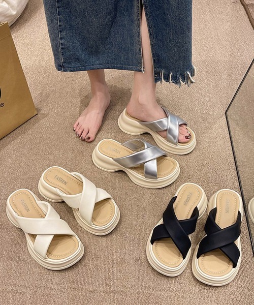 Miniministore(ミニミニストア)の「厚底サンダル レディース スリッパ(サンダル・レディース・シルバー/ブラック/アイボリー・23.0cm/25.0cm/24.5cm/24.0cm/22.5cm/23.5cm)」の12枚目の写真