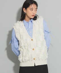 Ray BEAMS | フリンジ ジャカード ベスト カーディガン(ベスト)