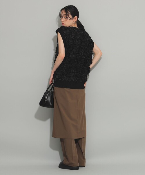 Ray BEAMS（レイビームス）の「フリンジ ジャカード ベスト カーディガン（ベスト・レディース・オフホワイト/ブラック・ONE SIZE）」の17枚目の写真