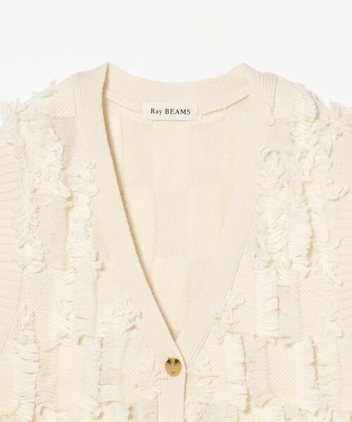 Ray BEAMS（レイビームス）の「フリンジ ジャカード ベスト カーディガン（ベスト・レディース・オフホワイト/ブラック・ONE SIZE）」の21枚目の写真