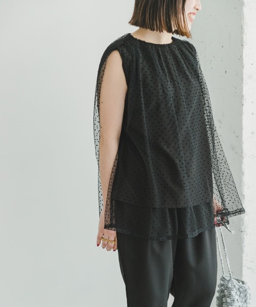 ITEMS URBANRESEARCH（アイテムズ アーバンリサーチ）の「チュールトップス×テーパードパンツ（パンツドレス・レディース・ブラック/グレー・FREE）」の19枚目の写真