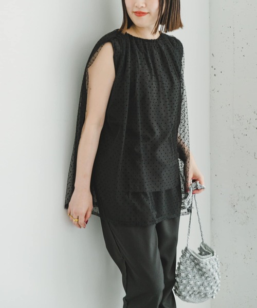 ITEMS URBANRESEARCH（アイテムズ アーバンリサーチ）の「チュールトップス×テーパードパンツ（パンツドレス・レディース・ブラック/グレー・FREE）」の20枚目の写真