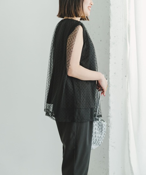 ITEMS URBANRESEARCH（アイテムズ アーバンリサーチ）の「チュールトップス×テーパードパンツ（パンツドレス・レディース・ブラック/グレー・FREE）」の21枚目の写真