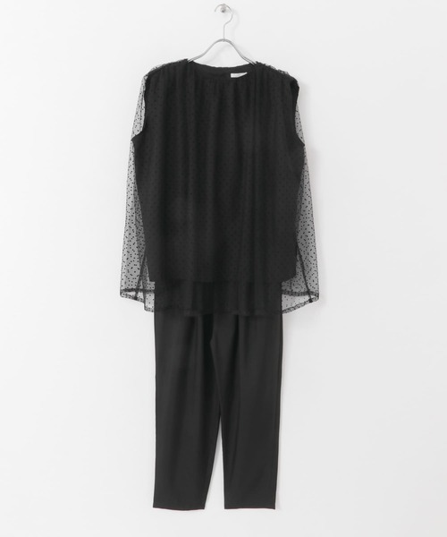 ITEMS URBANRESEARCH（アイテムズ アーバンリサーチ）の「チュールトップス×テーパードパンツ（パンツドレス・レディース・ブラック/グレー・FREE）」の6枚目の写真