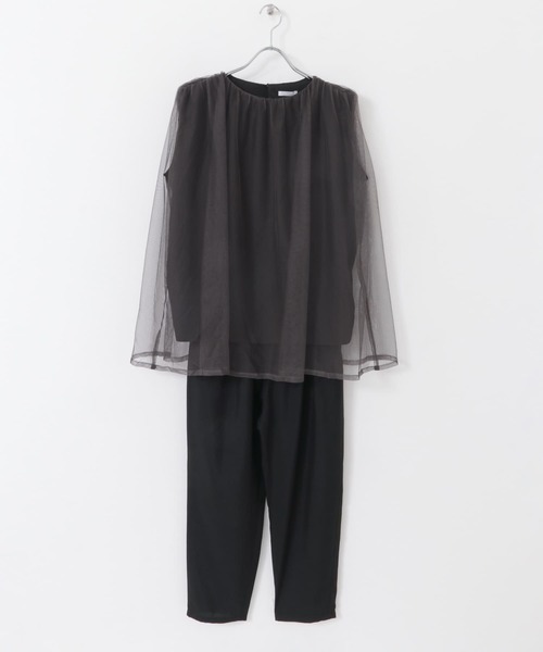 ITEMS URBANRESEARCH（アイテムズ アーバンリサーチ）の「チュールトップス×テーパードパンツ（パンツドレス・レディース・ブラック/グレー・FREE）」の7枚目の写真