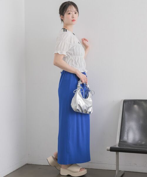 RETRO GIRL（レトロガール）の「ラインシャーリングTEE（Tシャツ/カットソー・レディース・ブラック/ブルー/オフホワイト・FREE）」の5枚目の写真