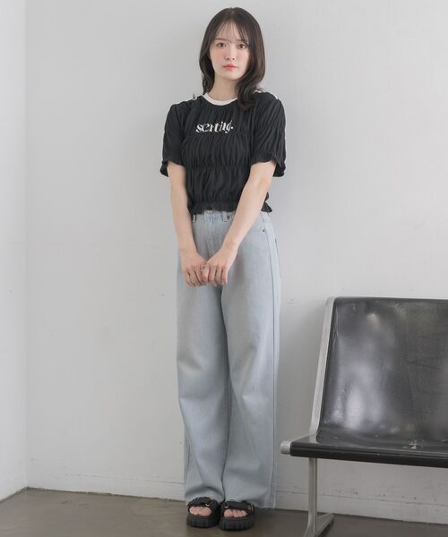 RETRO GIRL（レトロガール）の「ラインシャーリングTEE（Tシャツ/カットソー・レディース・ブラック/ブルー/オフホワイト・FREE）」の12枚目の写真