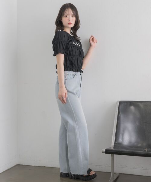 RETRO GIRL（レトロガール）の「ラインシャーリングTEE（Tシャツ/カットソー・レディース・ブラック/ブルー/オフホワイト・FREE）」の13枚目の写真