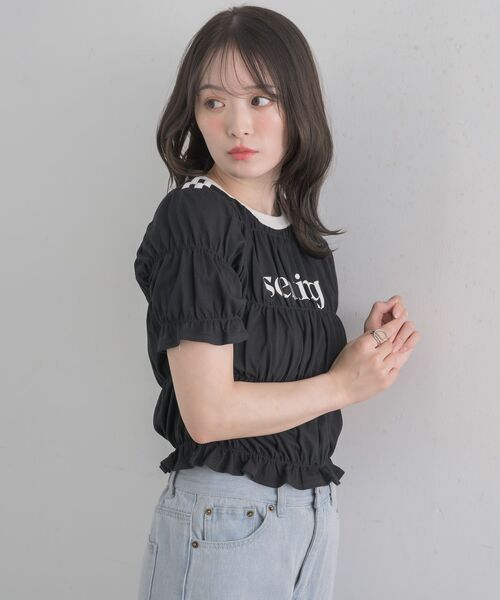 RETRO GIRL（レトロガール）の「ラインシャーリングTEE（Tシャツ/カットソー・レディース・ブラック/ブルー/オフホワイト・FREE）」の17枚目の写真