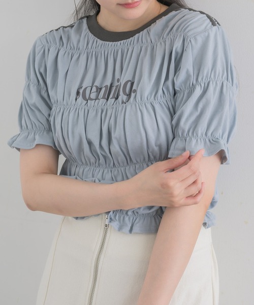 RETRO GIRL（レトロガール）の「ラインシャーリングTEE（Tシャツ/カットソー・レディース・ブラック/ブルー/オフホワイト・FREE）」の3枚目の写真