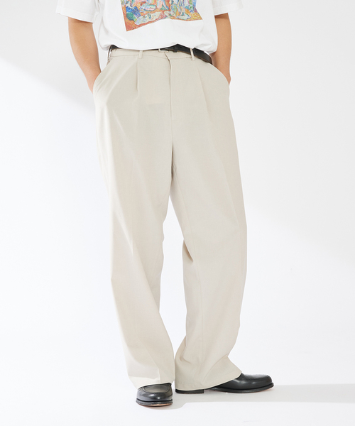 ECOウェザークロス WIDE TUCK パンツ（スラックス）｜B.C STOCK（ベーセーストック）