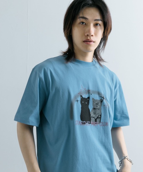 SENSE OF PLACE by URBAN RESEARCH（センスオブプレイスバイアーバンリサーチ）の「キャットグラフィックプリントTシャツ A（Tシャツ/カットソー・メンズ・ホワイト/ライトブルー/ブラック・LARGE/MEDIUM）」の7枚目の写真