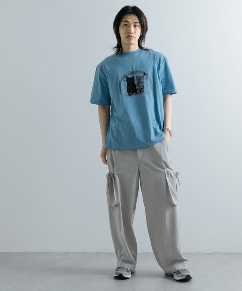 SENSE OF PLACE by URBAN RESEARCH（センスオブプレイスバイアーバンリサーチ）の「キャットグラフィックプリントTシャツ A（Tシャツ/カットソー・メンズ・ホワイト/ライトブルー/ブラック・LARGE/MEDIUM）」の10枚目の写真
