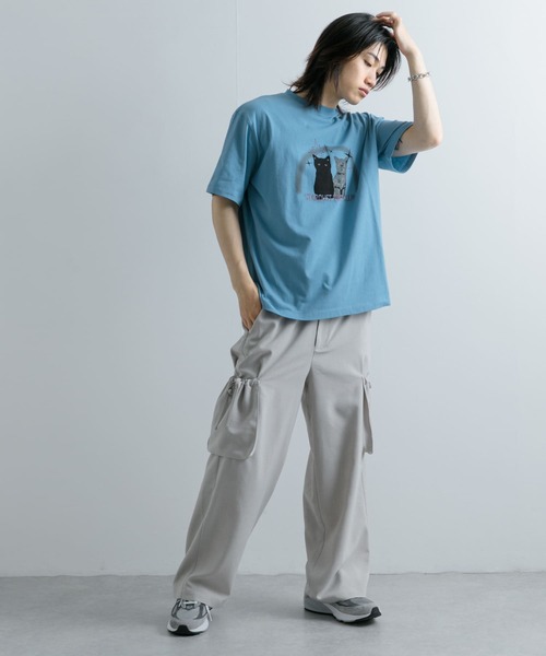 SENSE OF PLACE by URBAN RESEARCH（センスオブプレイスバイアーバンリサーチ）の「キャットグラフィックプリントTシャツ A（Tシャツ/カットソー・メンズ・ホワイト/ライトブルー/ブラック・LARGE/MEDIUM）」の12枚目の写真