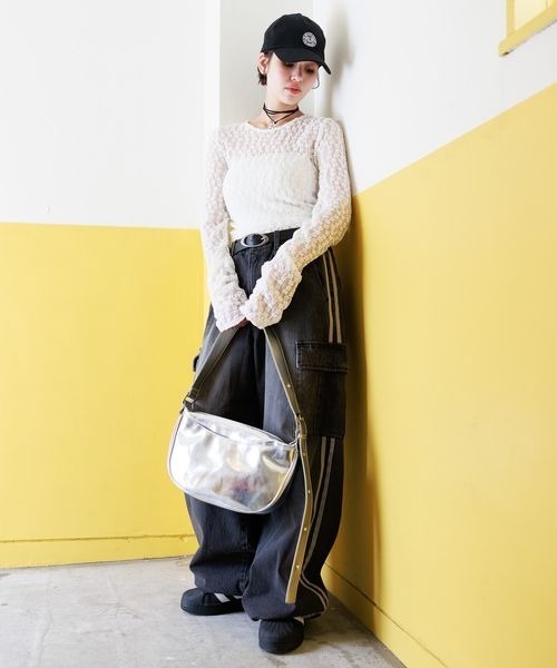 PBLIM（ページボーイリム）の「PBLIM/レーストップス（Tシャツ/カットソー・レディース・ブラック/オフホワイト・FREE）」の3枚目の写真