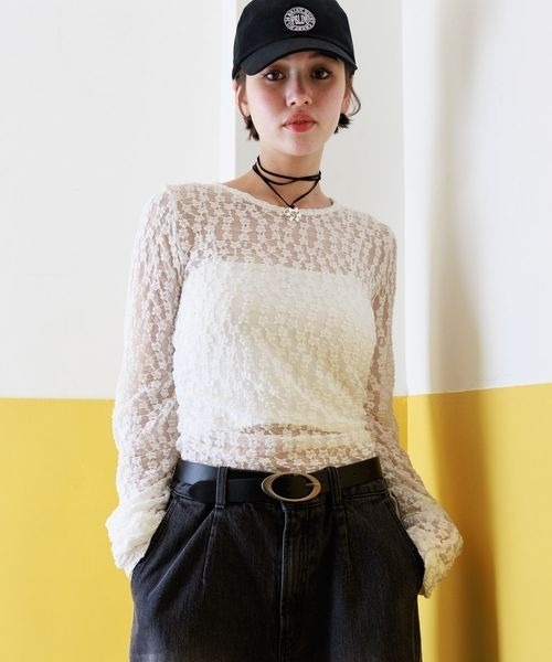 PBLIM（ページボーイリム）の「PBLIM/レーストップス（Tシャツ/カットソー・レディース・ブラック/オフホワイト・FREE）」の9枚目の写真