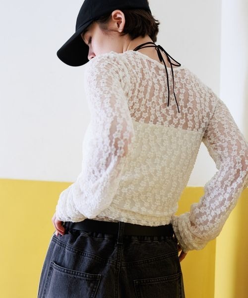 PBLIM（ページボーイリム）の「PBLIM/レーストップス（Tシャツ/カットソー・レディース・ブラック/オフホワイト・FREE）」の10枚目の写真