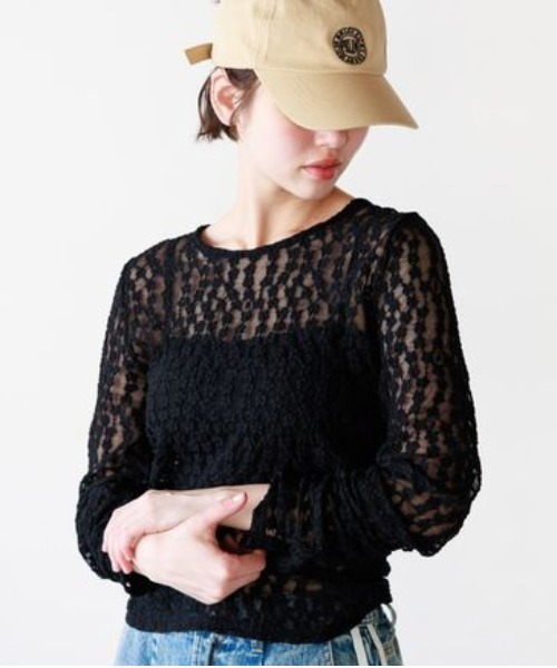 PBLIM（ページボーイリム）の「PBLIM/レーストップス（Tシャツ/カットソー・レディース・ブラック/オフホワイト・FREE）」の15枚目の写真