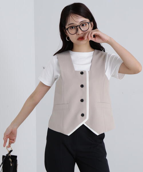 N.(N. Natural Beauty Basic)(エヌエヌナチュラルビューティーベーシック)の「◆スクエアフロントジレ(ベスト・レディース・ブラウン/ベージュ・MEDIUM)」の8枚目の写真