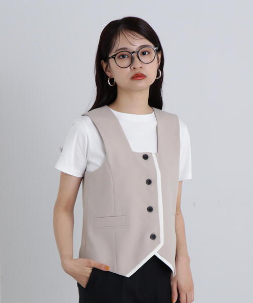 N.(N. Natural Beauty Basic)(エヌエヌナチュラルビューティーベーシック)の「◆スクエアフロントジレ(ベスト・レディース・ブラウン/ベージュ・MEDIUM)」の9枚目の写真